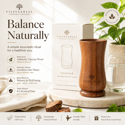 Sugarcare Balance Vijaysar Jal Wooden Glass | 100% Natural Ayurvedic Blood Sugar Control