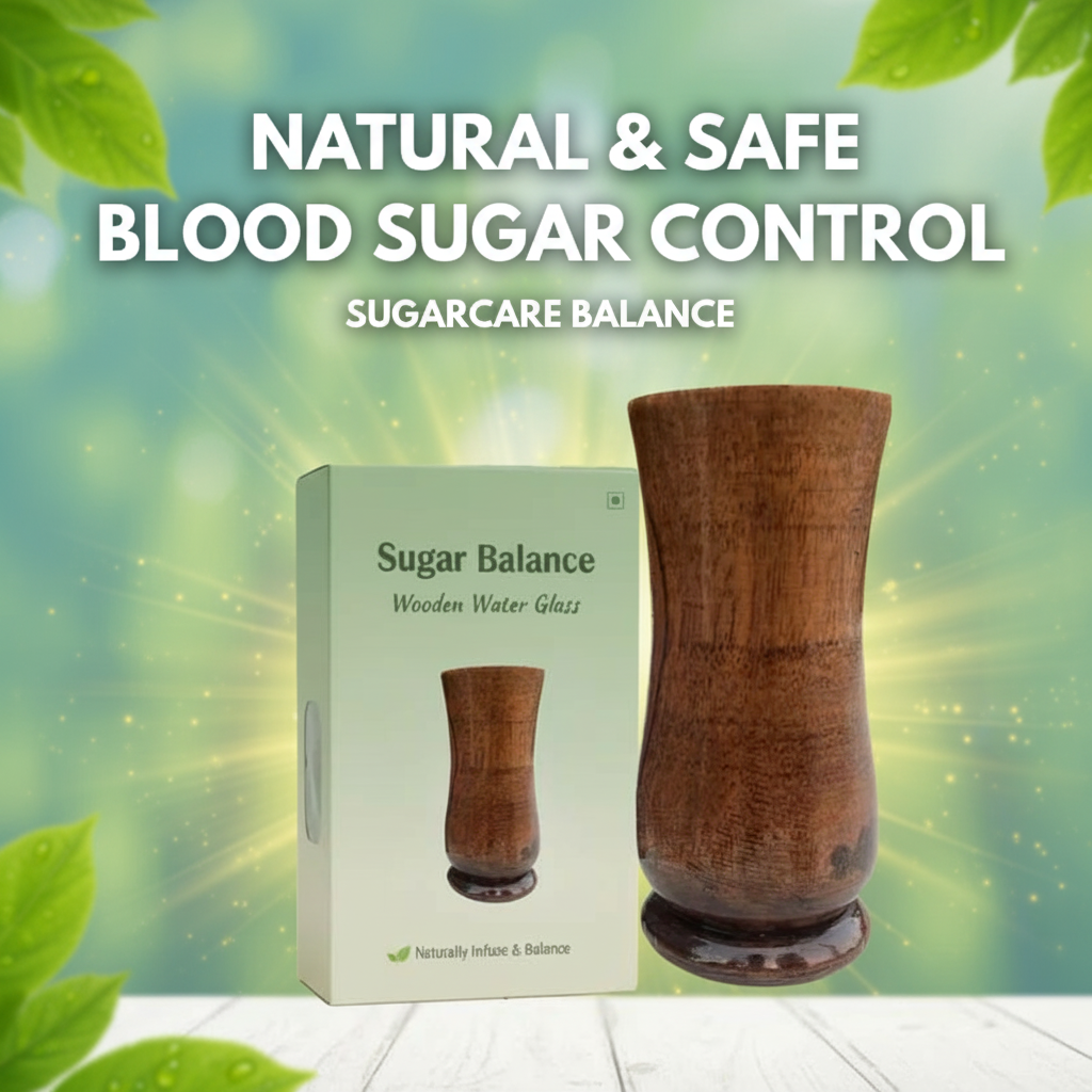 Sugarcare Balance Vijaysar Wooden Glass | 100% Natural Ayurvedic Blood Sugar Control