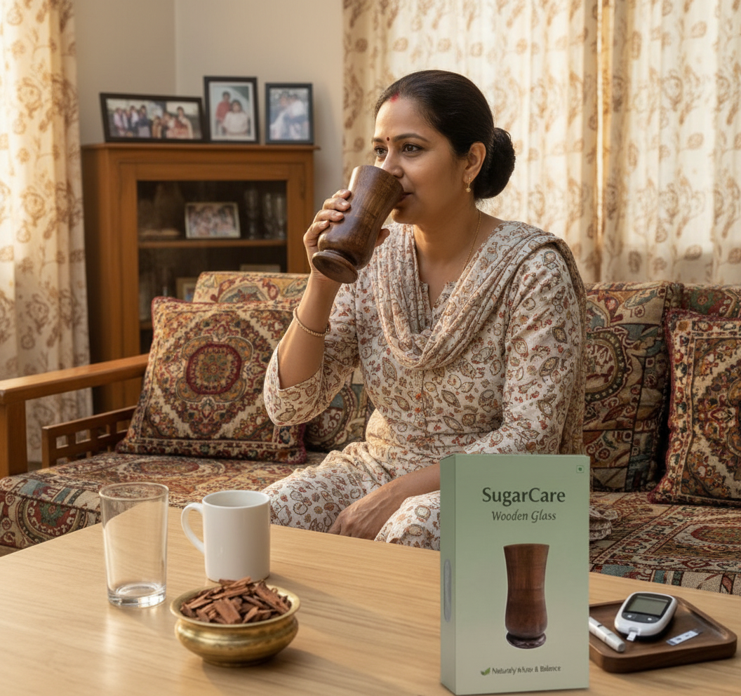 Sugarcare Balance Vijaysar Wooden Glass | 100% Natural Ayurvedic Blood Sugar Control