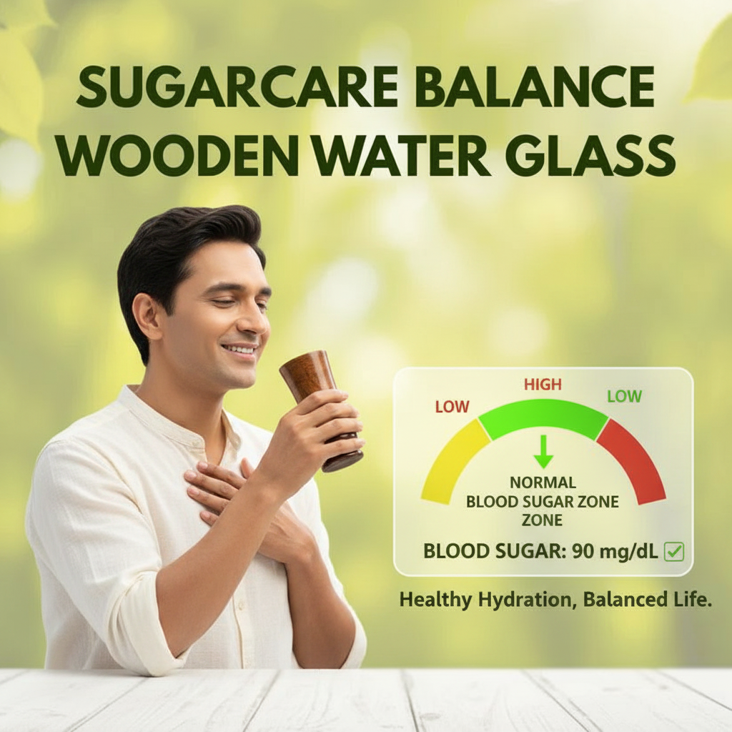 Sugarcare Balance Vijaysar Wooden Glass | 100% Natural Ayurvedic Blood Sugar Control