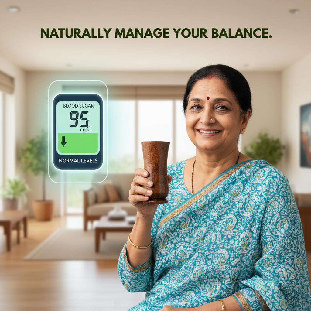 Sugarcare Balance Vijaysar Wooden Glass | 100% Natural Ayurvedic Blood Sugar Control